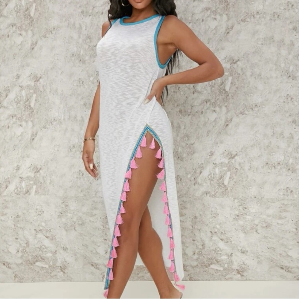 Shein Knit Tassel High Slim Maxi Dress